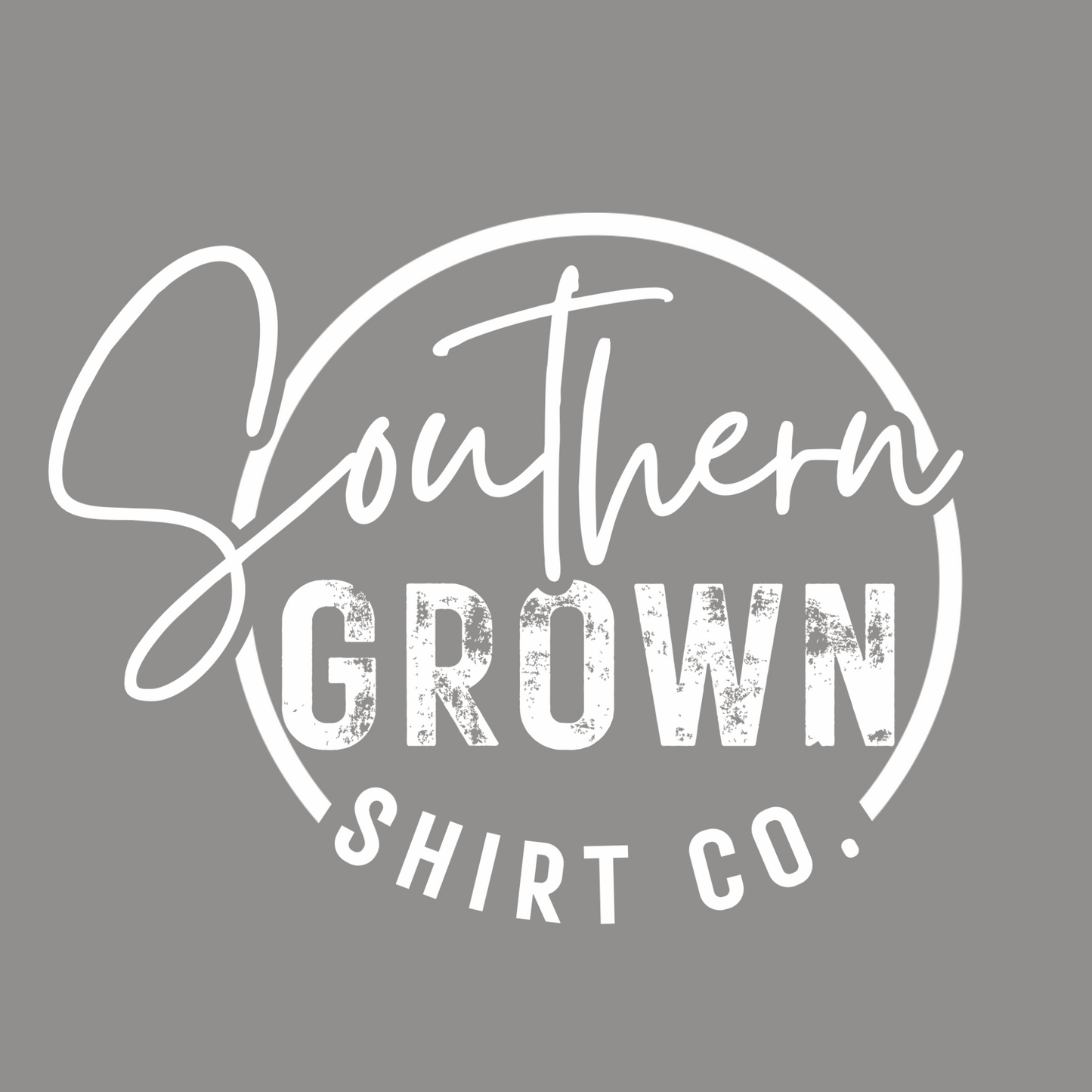White Southern Grown Shirt Co Logo on Gray