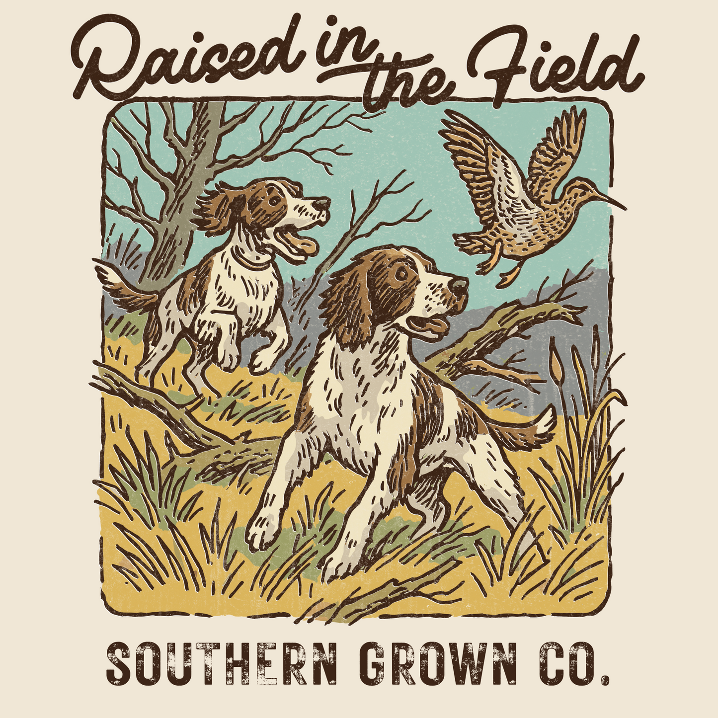 Adult Raised in the Field Tee in Ivory full back design