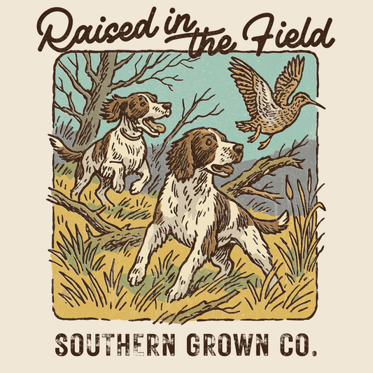 Adult Raised in the Field Tee in Ivory full back design