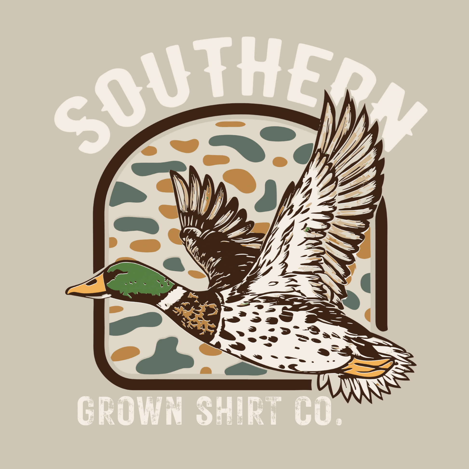 Vintage duck on camouflage full back design