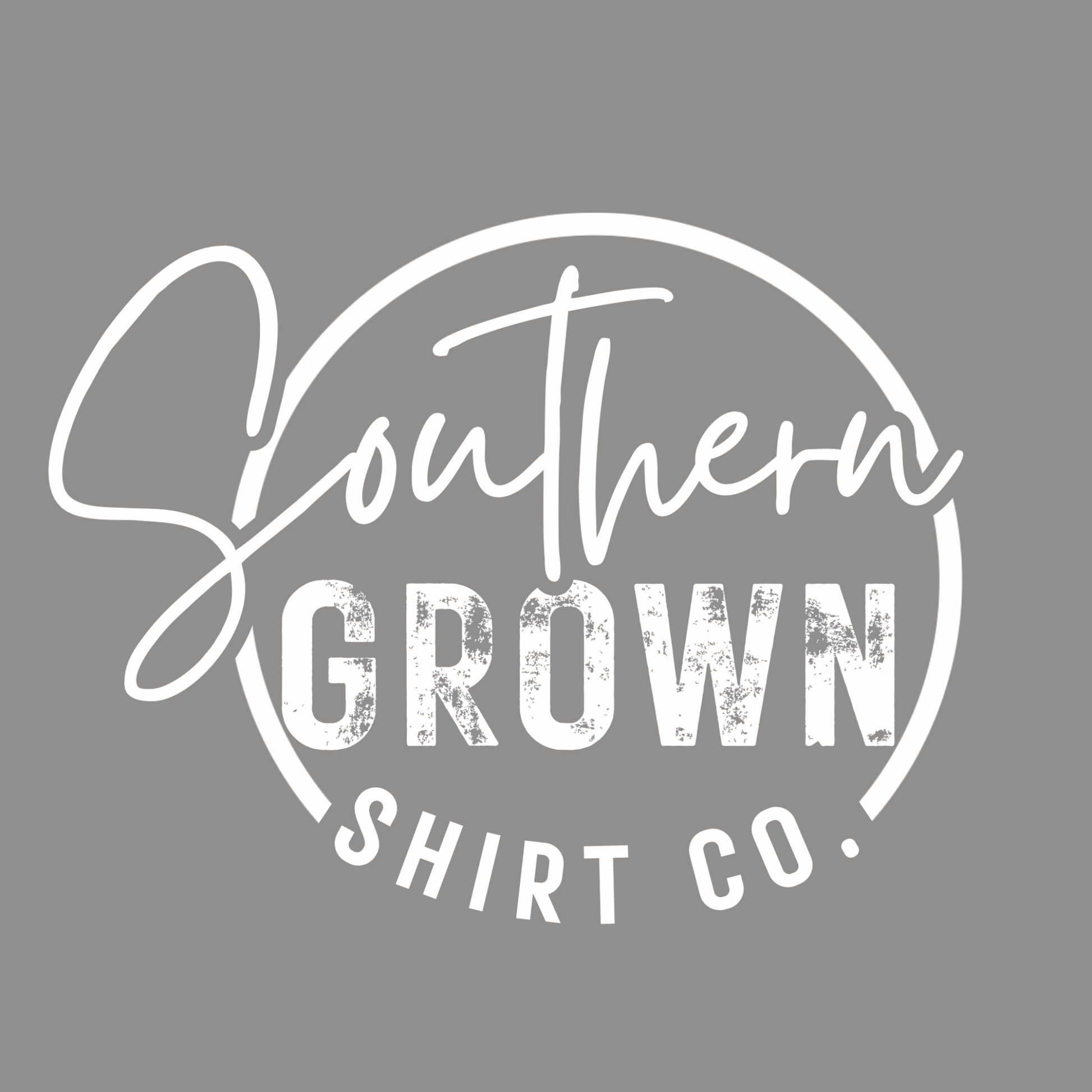 White Southern Grown Shirt Co Logo on Gray