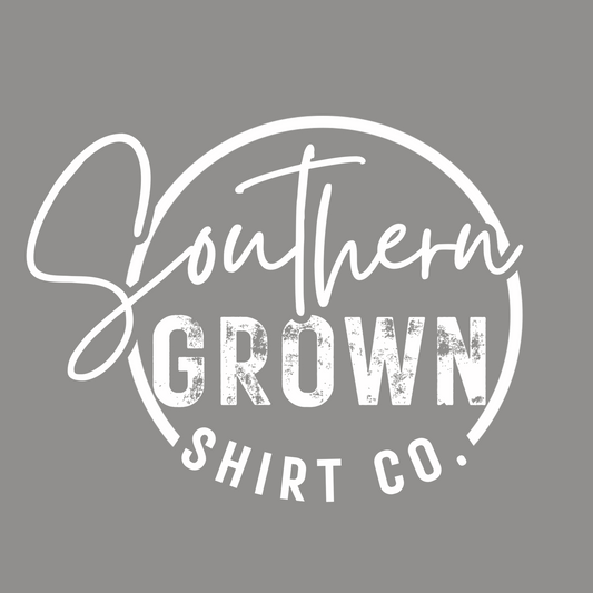 White Southern Grown Shirt Co Logo on Gray